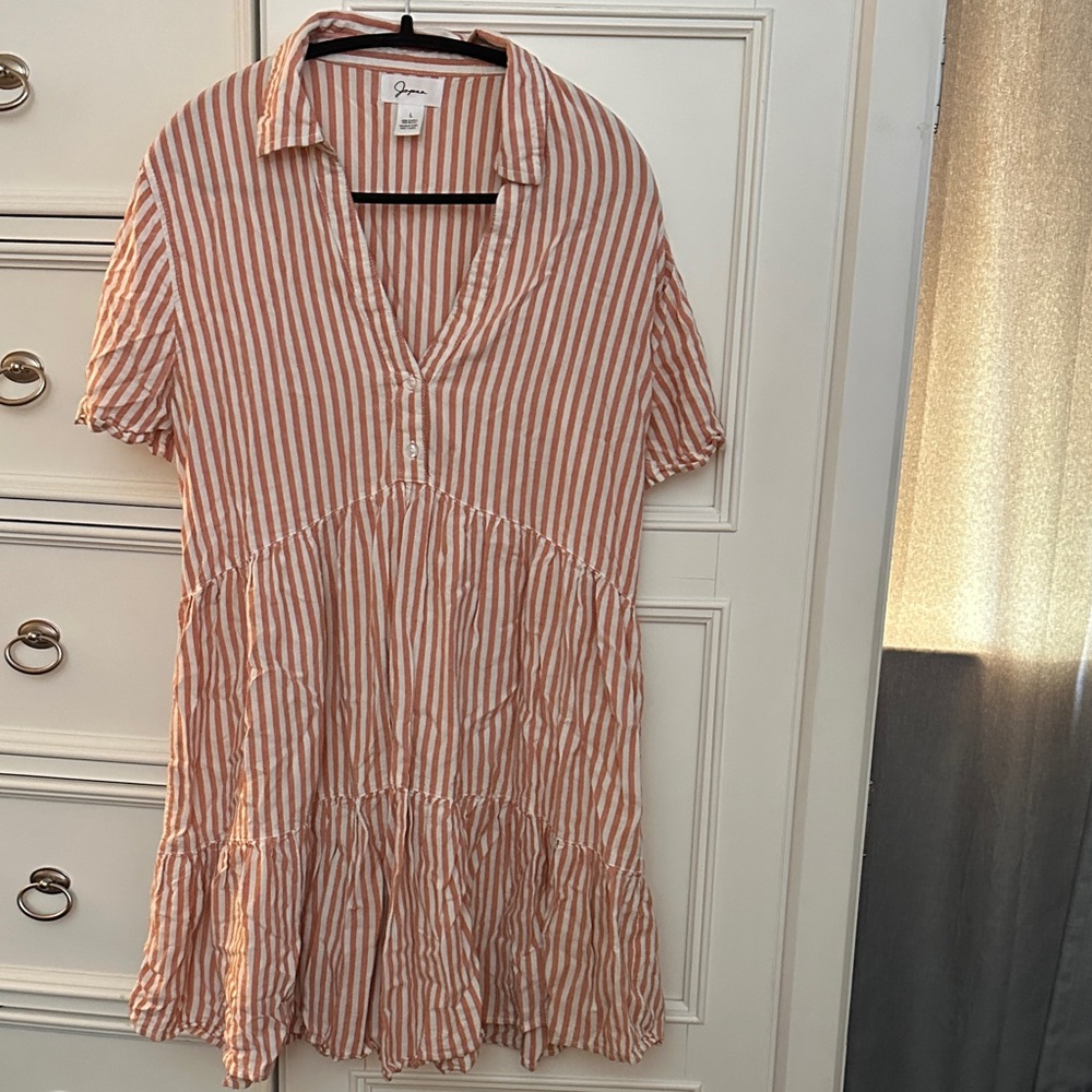 Japna Pink and White Striped Mini Dress